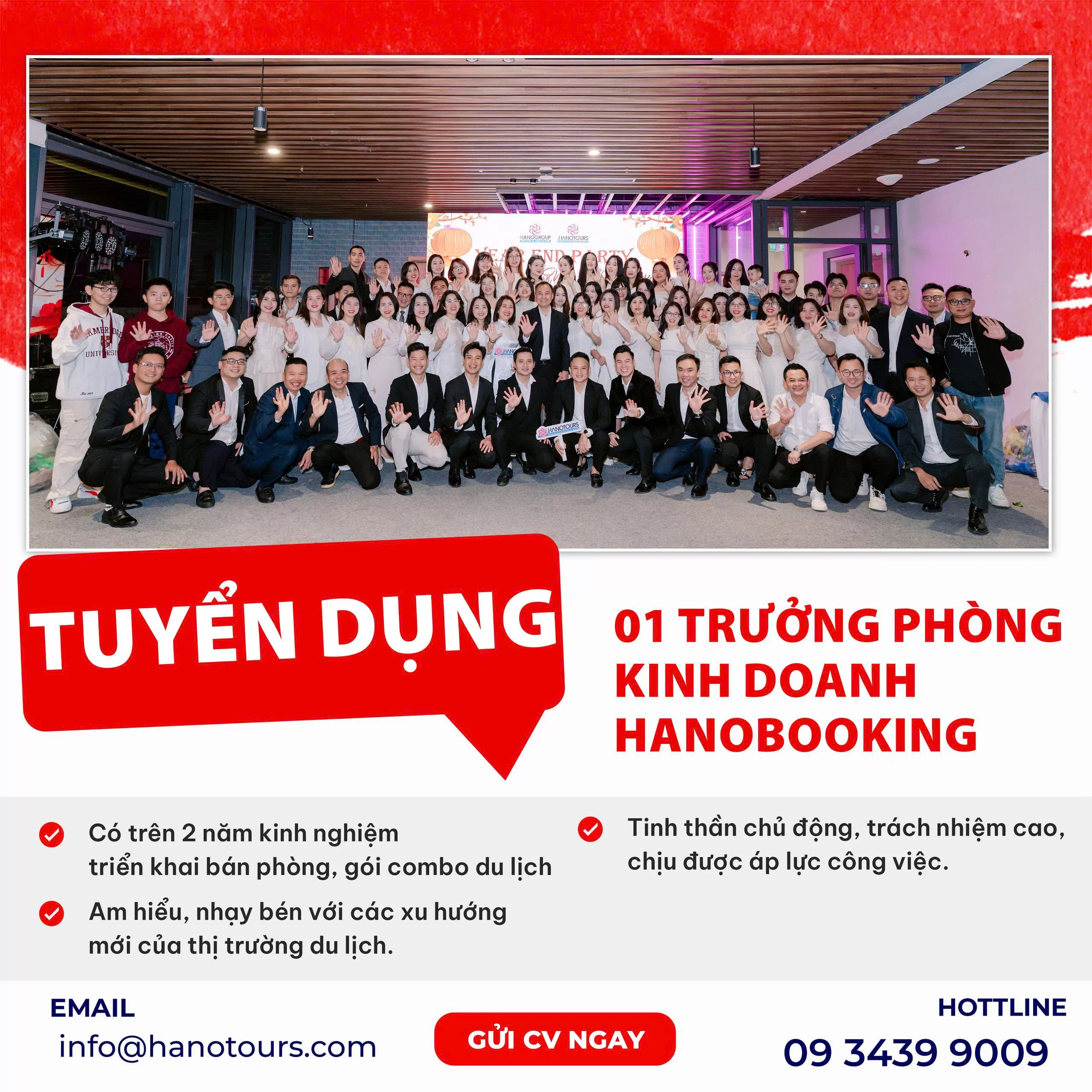 Tuyển dụng 01 Trưởng phòng kinh doanh Hanobooking