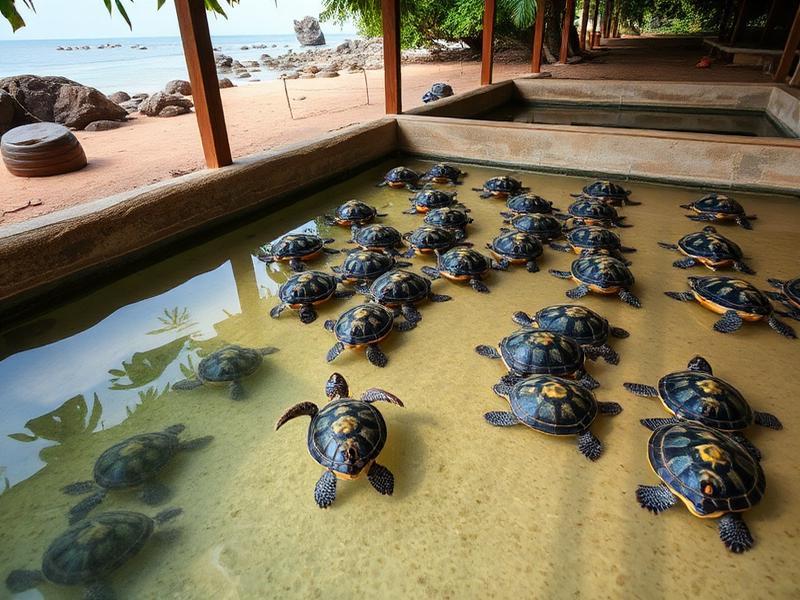 Trại bảo tồn rùa biển gần Bentota là nơi chăm sóc, bảo vệ rùa biển và giúp du khách tìm hiểu quá trình bảo tồn các loài rùa tại Sri Lanka