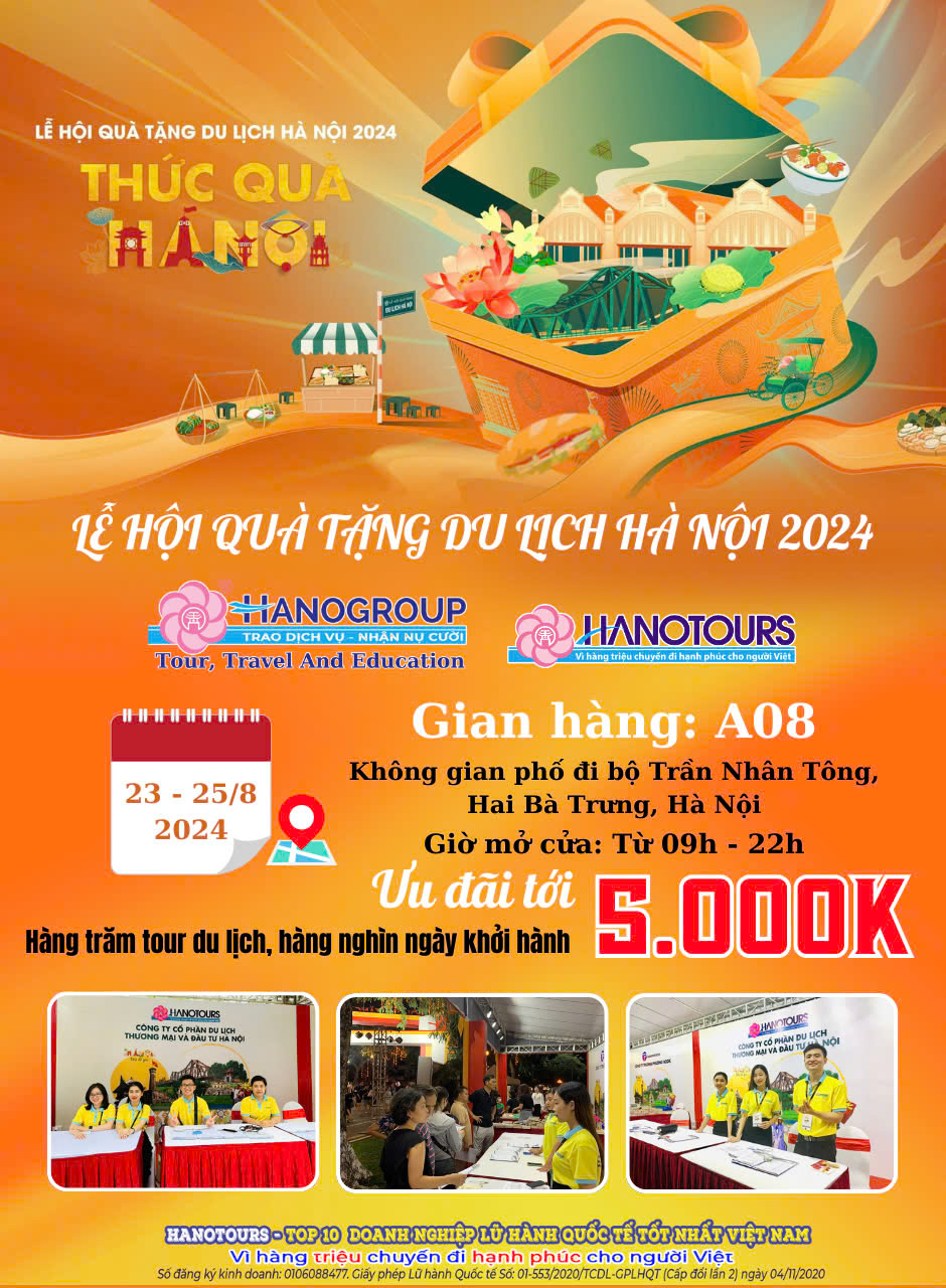 Hanotours tặng voucher lên tới 5.000k tại Lễ Hội Quà Tặng Du Lịch Hà Nội 2024