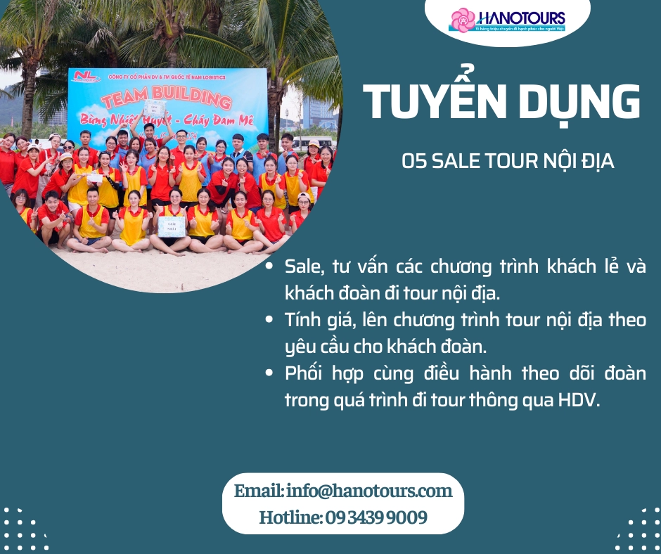 Tuyển dụng 05 Sale tour nội địa