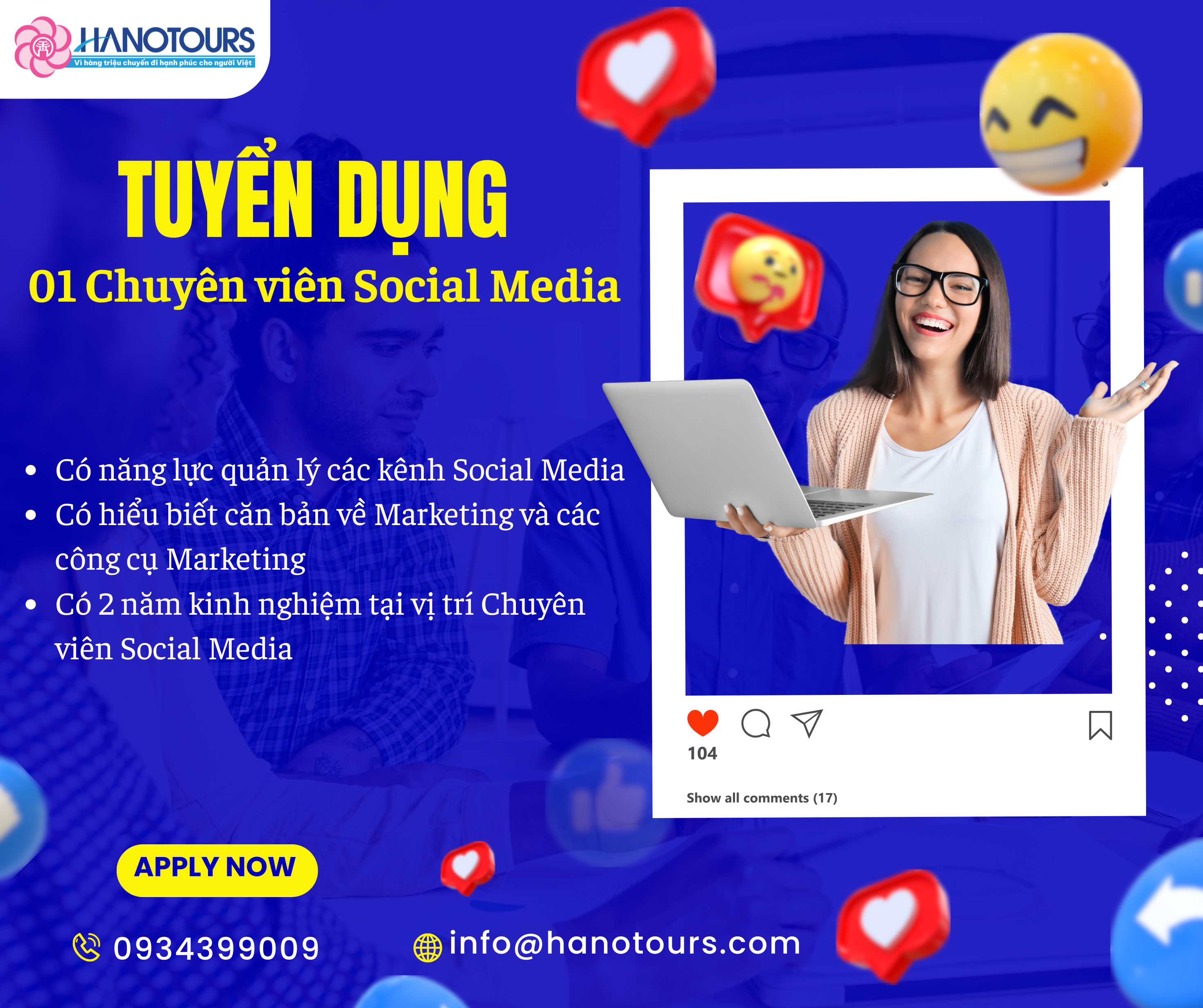 Tuyển dụng Chuyên viên Social Media Du lịch