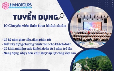 Tuyển dụng 10 chuyên viên sale tour khách đoàn