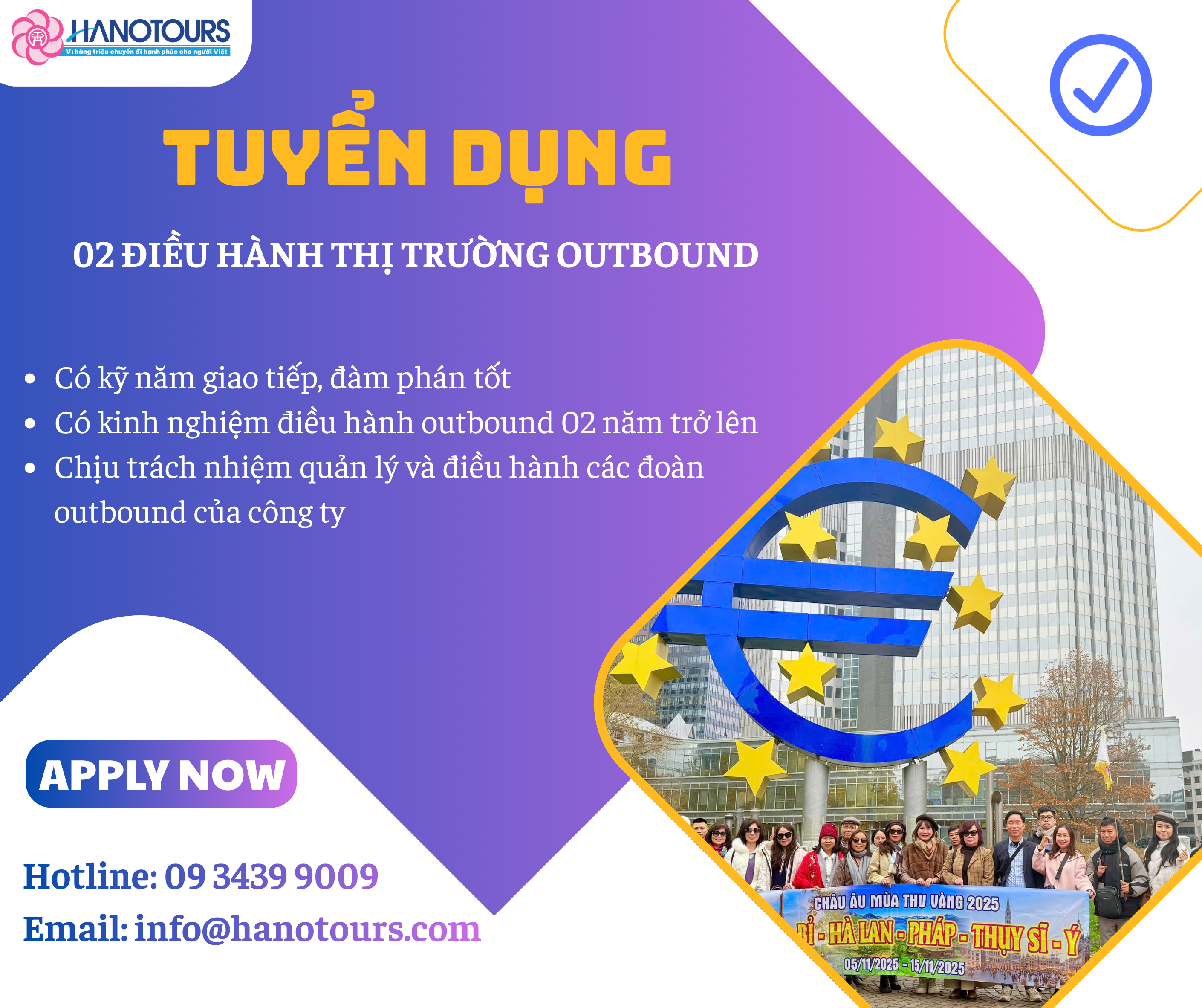 Tuyển dụng 02 điều hành thị trường outbound