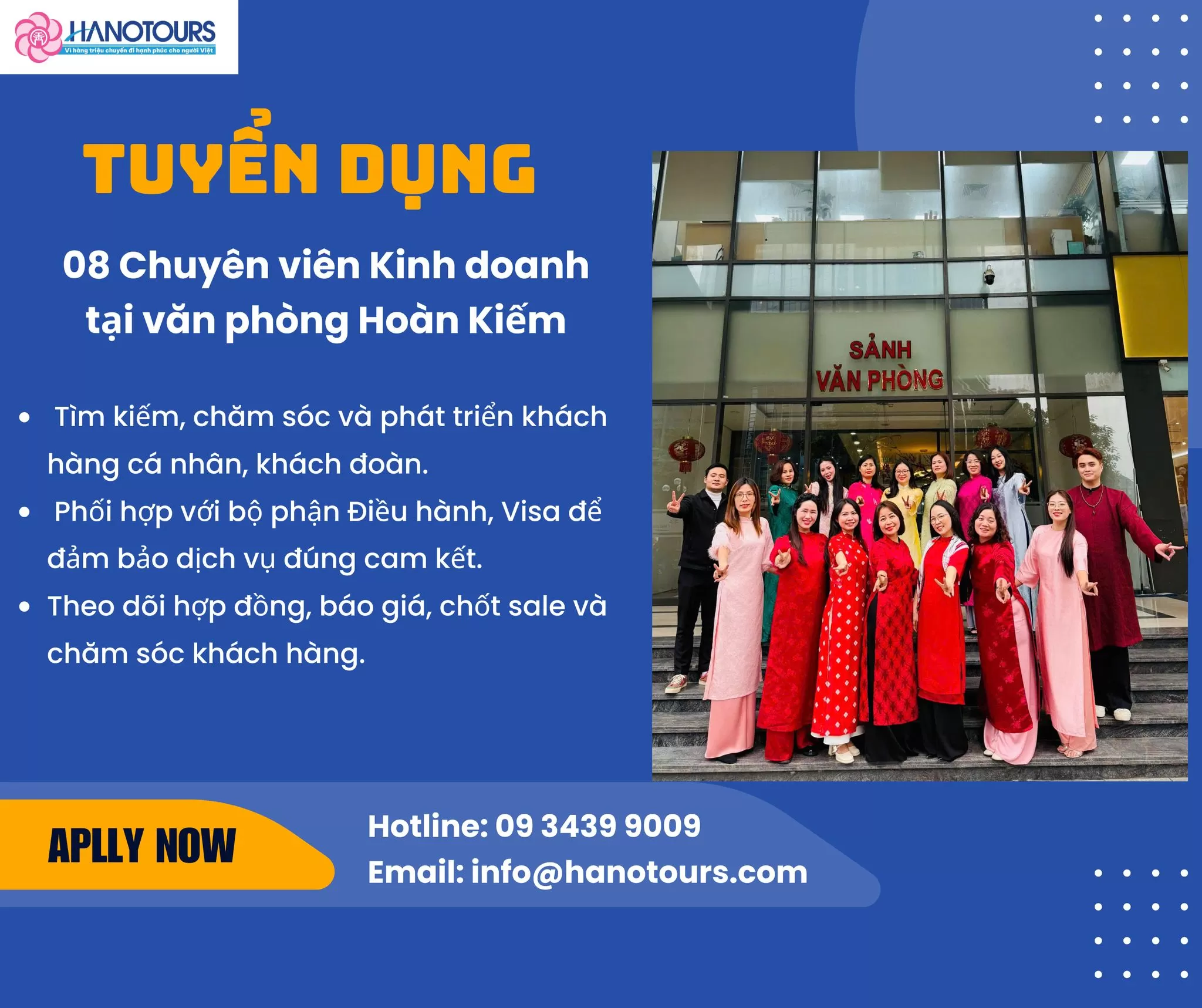 Tuyển dụng 08 Chuyên viên kinh doanh làm việc tại văn phòng Hoàn Kiếm