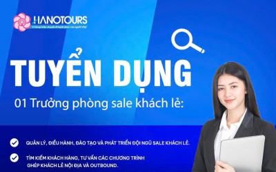 Tuyển dụng 01 Trưởng phòng Sale khách lẻ