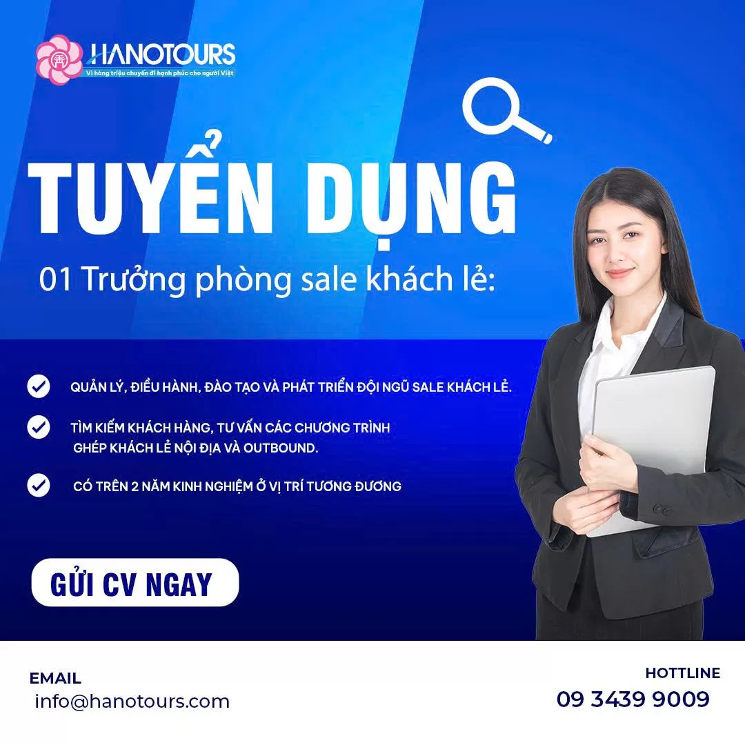 Tuyển dụng 01 Trưởng phòng Sale khách lẻ