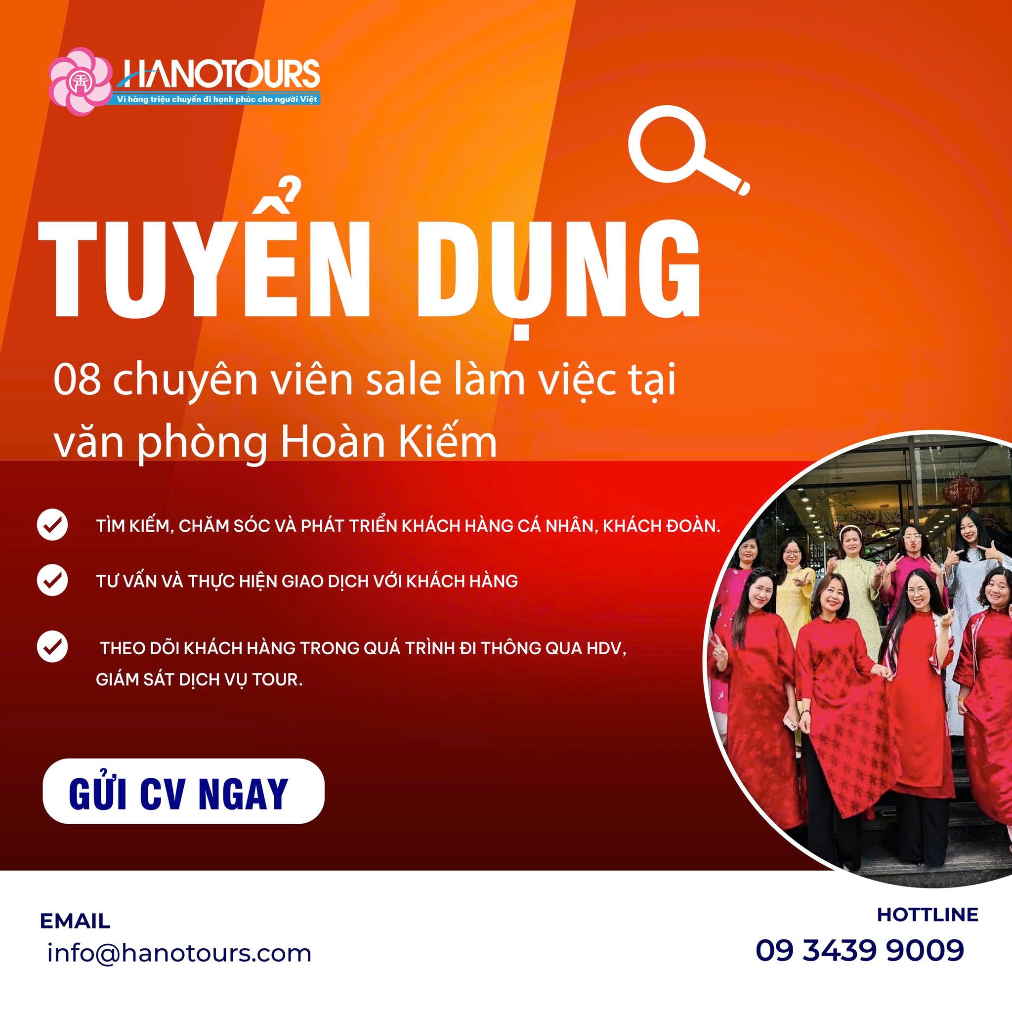 Tuyển dụng chuyên viên sale làm việc tại văn phòng Hoàn Kiếm