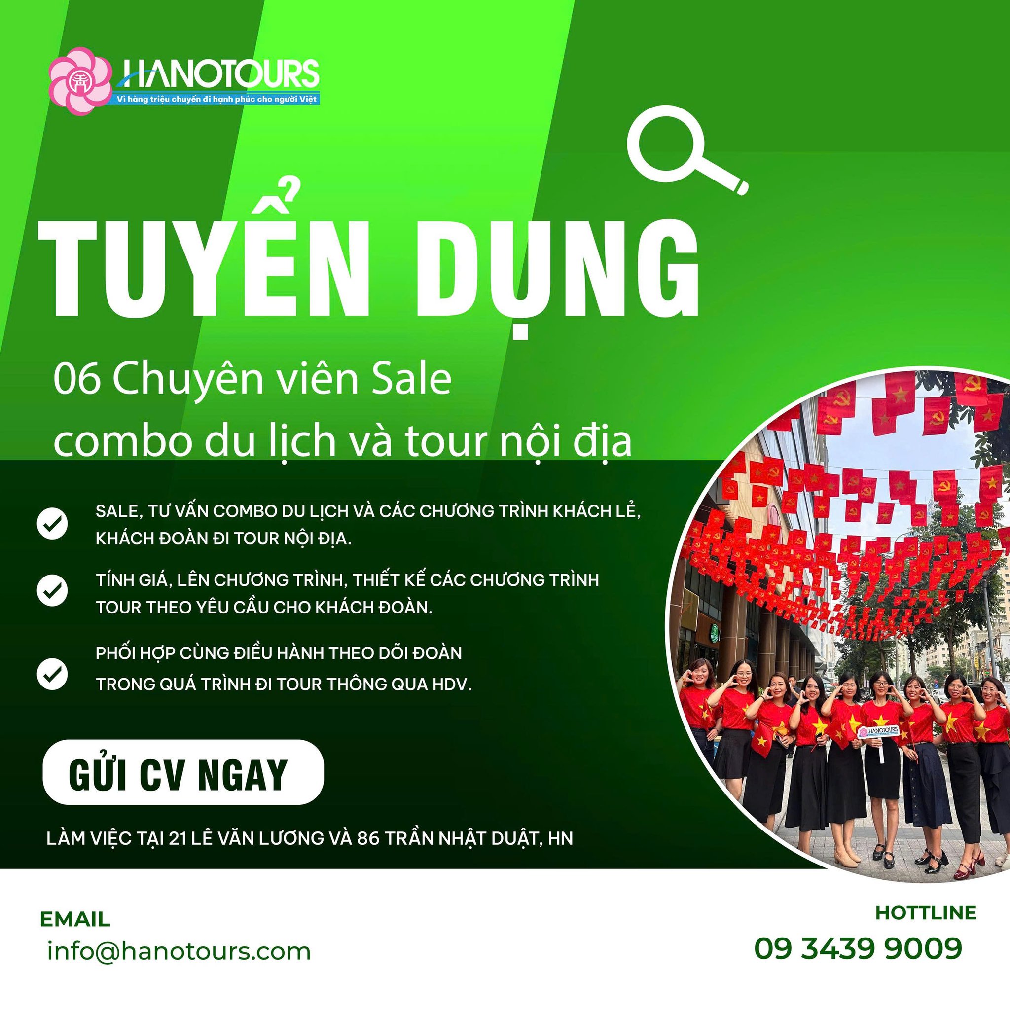 Tuyển dụng 06 chuyên viên Sale combo du lịch và tour nội địa