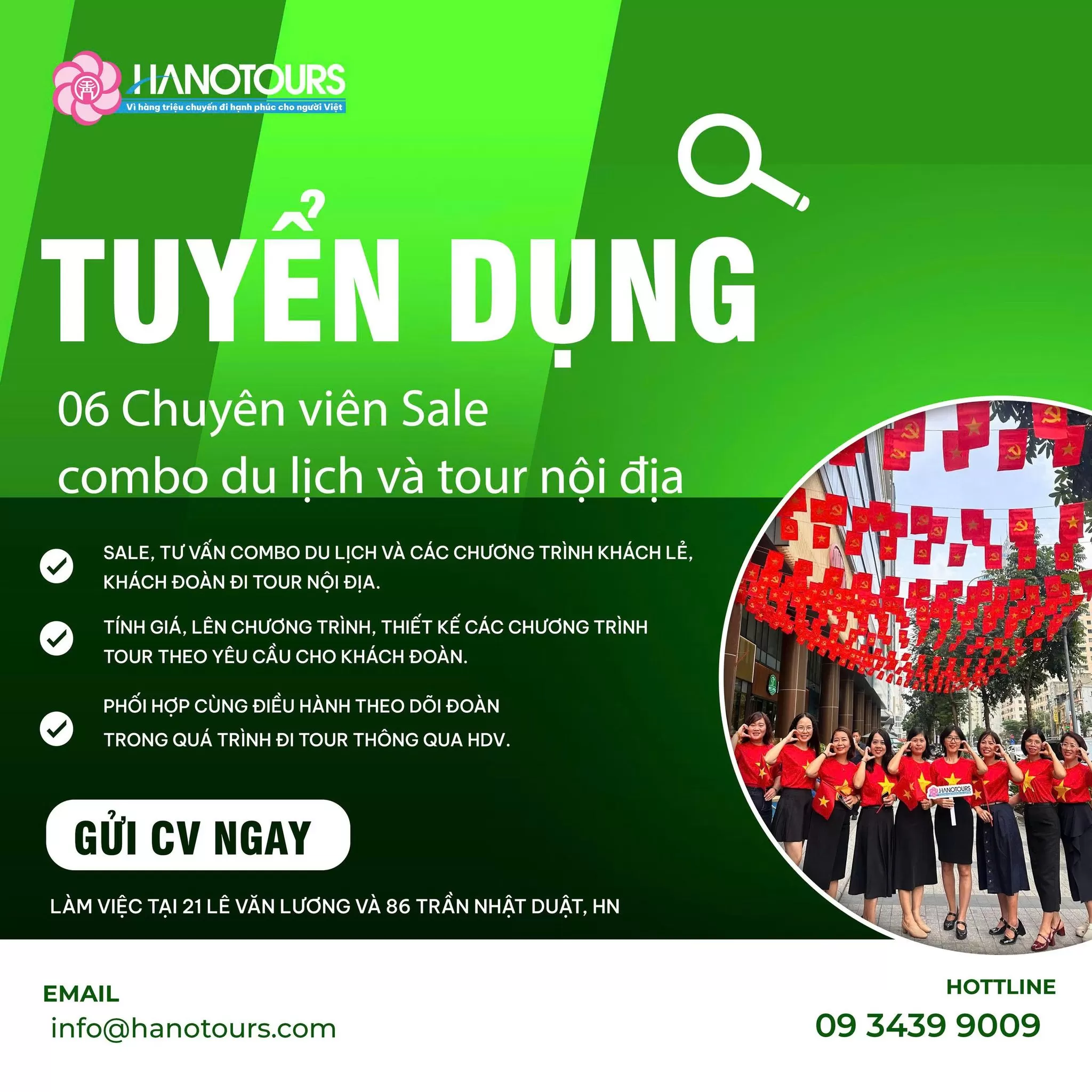 Tuyển dụng 06 chuyên viên Sale combo du lịch và tour nội địa