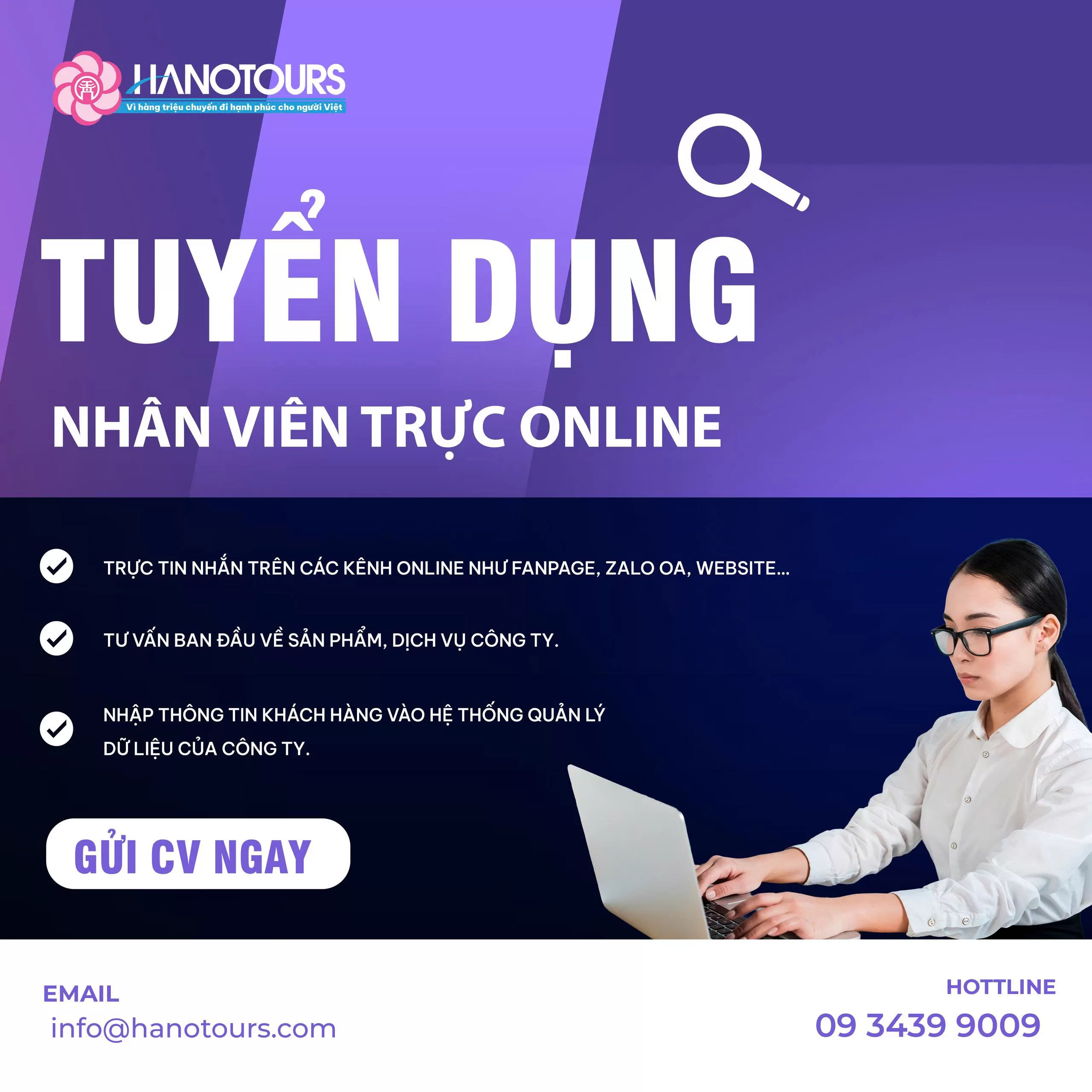 Tuyển dụng 02 Nhân viên trực online