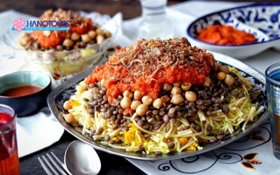 Ẩm thực Ai Cập: Hành trình vị giác từ trà dâm bụt đến Koshary