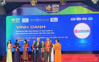 Hanotours tiếp tục được vinh danh Doanh nghiệp kinh doanh lữ hành quốc tế đưa khách ra nước ngoài tiêu biểu năm 2025