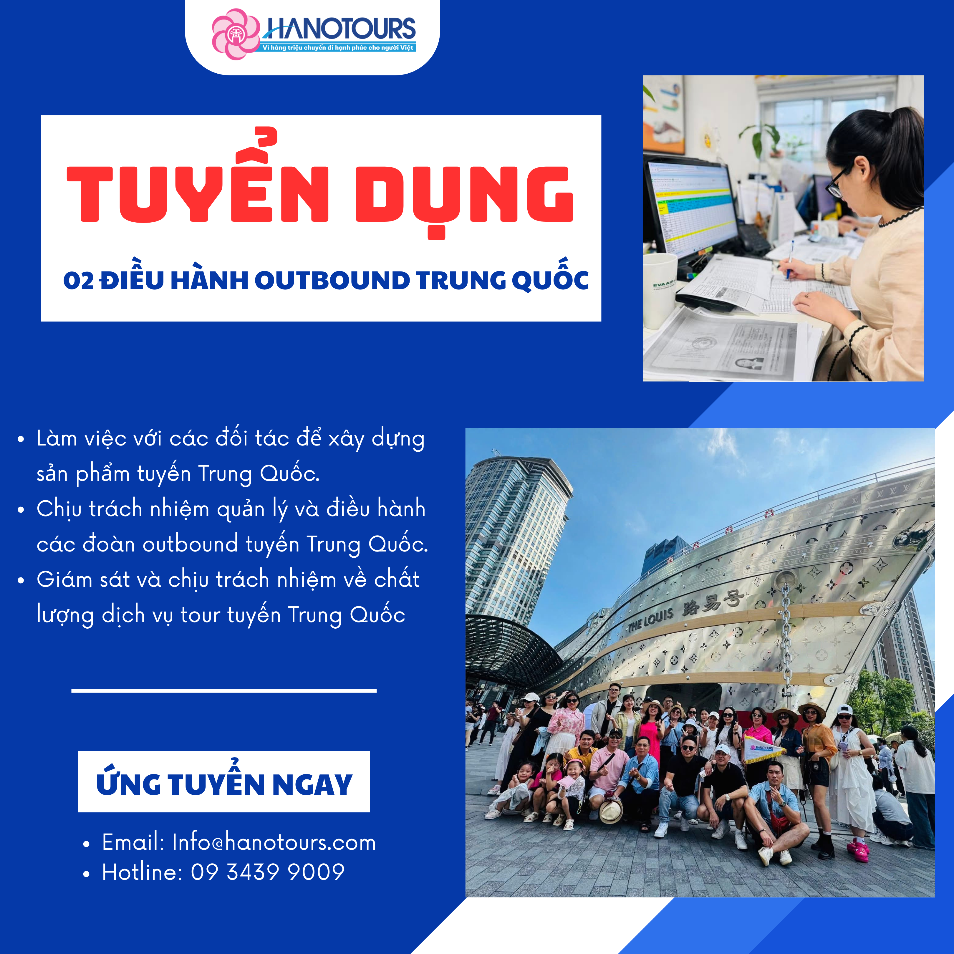 Tuyển dụng 02 điều hành outbound tuyến Trung Quốc