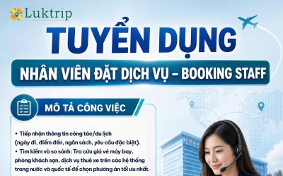 Tuyển dụng 02 Nhân viên đặt dịch vụ - Booking staff