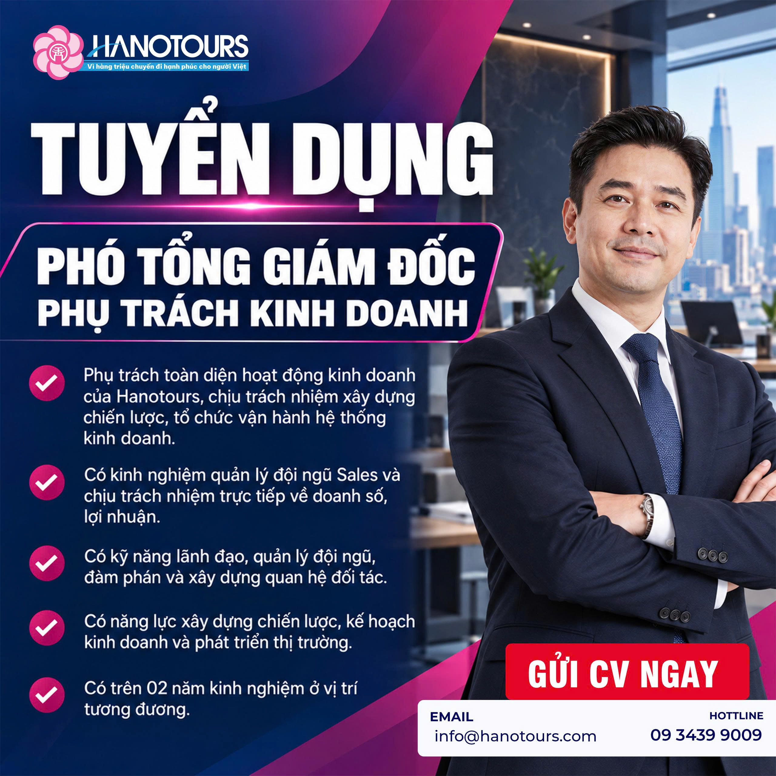 Tuyển dụng 01 Phó Tổng Giám đốc phụ trách kinh doanh