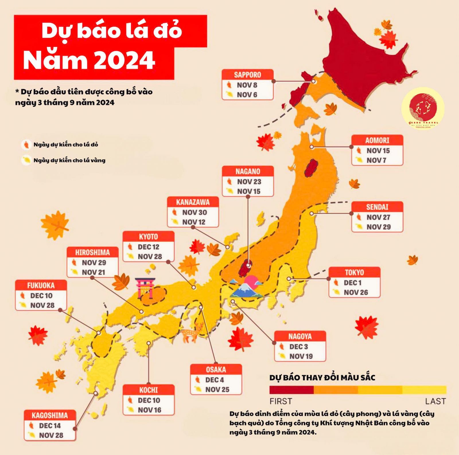 Thời điểm mùa lá đỏ 2024