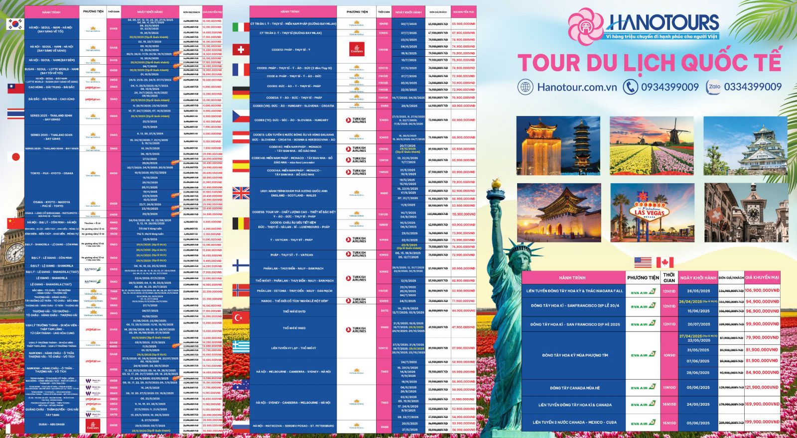 Ưu đãi tour du lich quốc tế của Hanotours