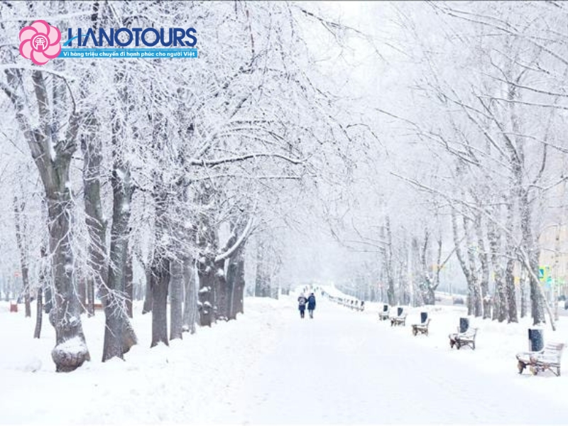 Khung cảnh tuyết trắng tạo nên vẻ đẹp rất riêng của nước Nga