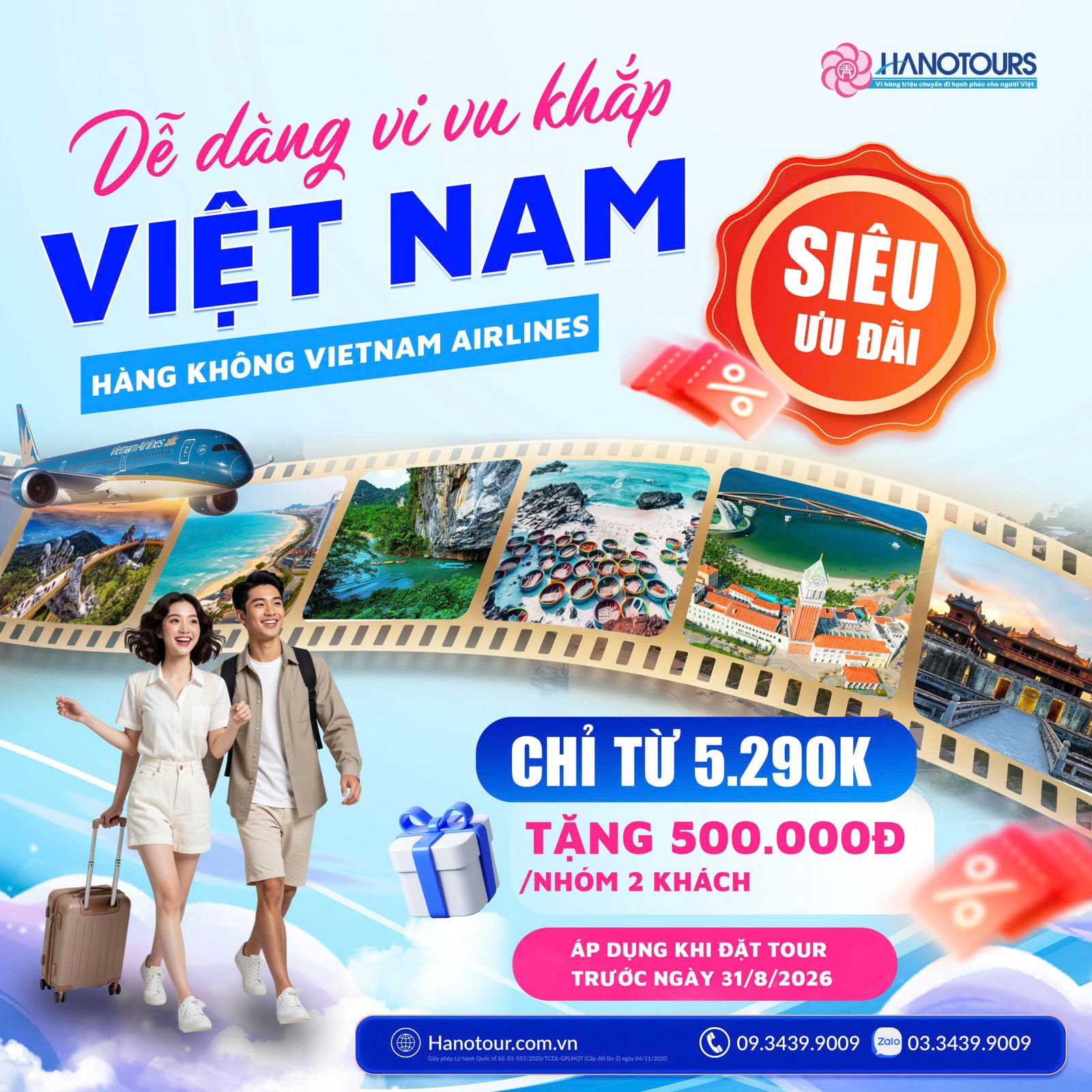 Chương trình ưu đãi tri ân khách hàng đăng ký tour du lịch nội địa của Hanotours