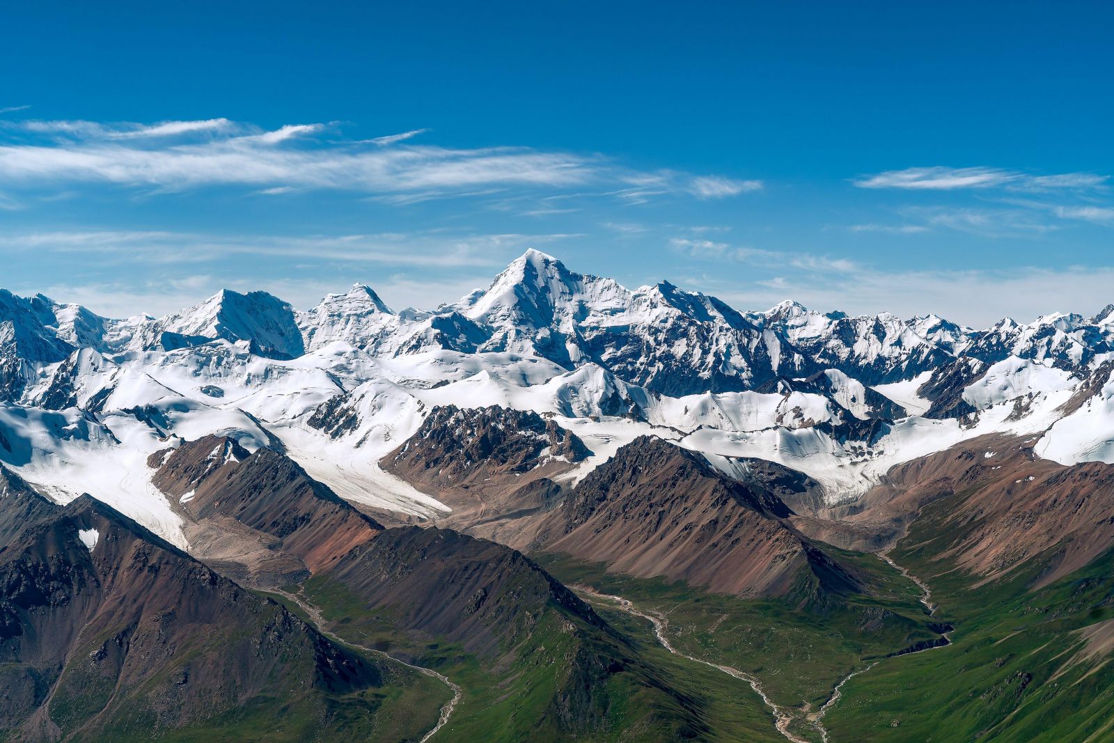 Dãy Tien Shan Kyrgyzstan với những đỉnh núi tuyết hùng v