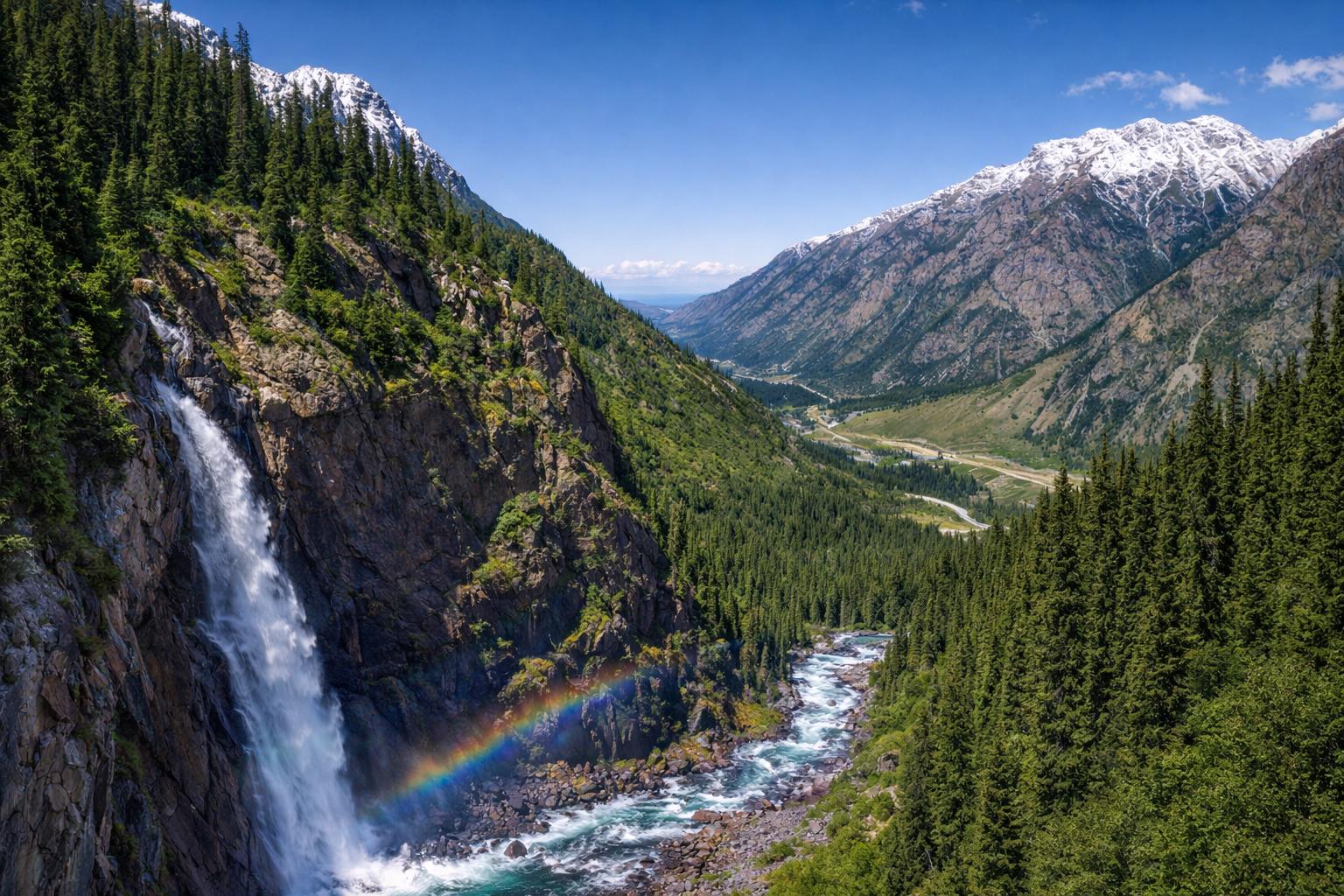 Du lịch hẻm núi Barskoon Kyrgyzstan qua bốn mùa với thác nước, thung lũng xanh và núi tuyết