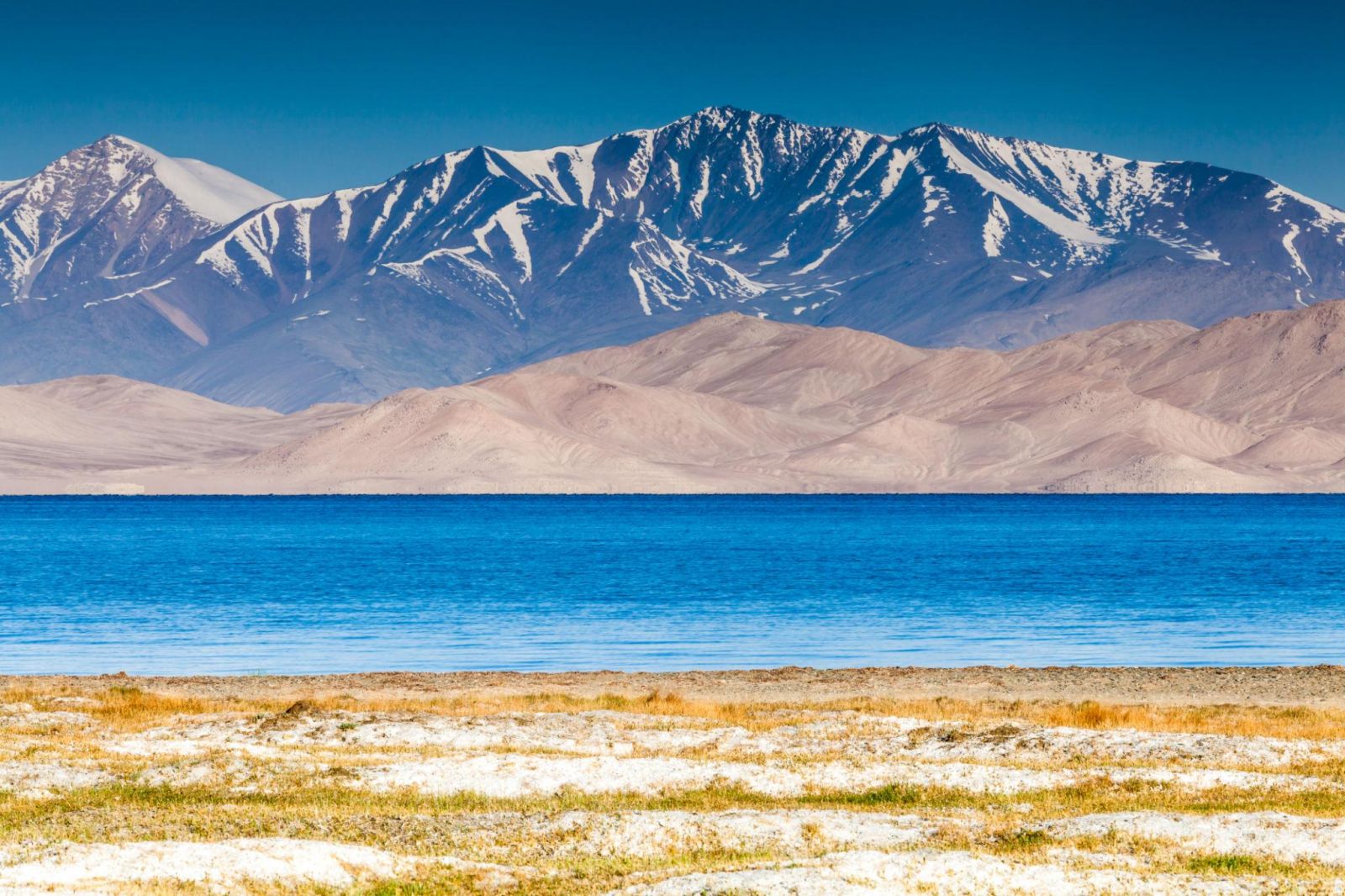 Giữa cao nguyên Pamir rộng lớn, hồ Karakul nổi bật như một khoảng xanh tĩnh lặng dưới những đỉnh núi chạm trời