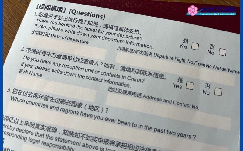 Lưu ý khi điền tờ khai nhập cảnh Trung Quốc tại sân bay