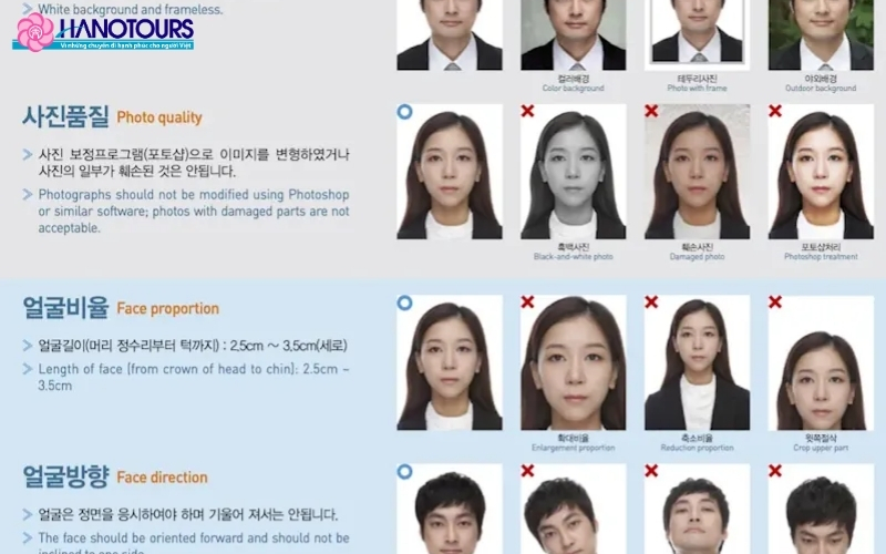 Ảnh visa Hàn Quốc chất lượng thấp, phông nền không đúng là các lỗi thường gặp