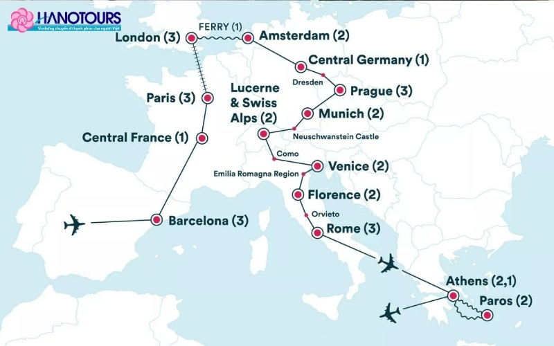  Vạch ra lịch trình chi tiết khi đi du lịch Châu Âu tự túc