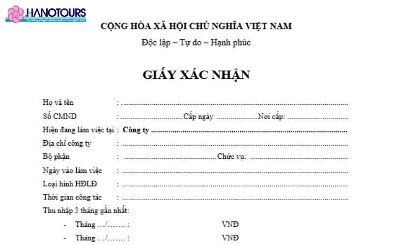 Giấy tờ chứng minh công việc