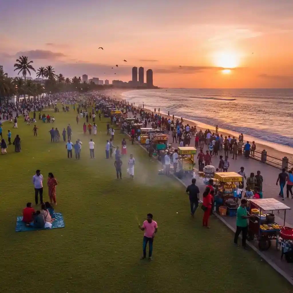 Galle Face Green là không gian ven biển nổi tiếng ở Colombo, nơi du khách có thể dạo chơi, ngắm hoàng hôn và cảm nhận nhịp sống địa phương