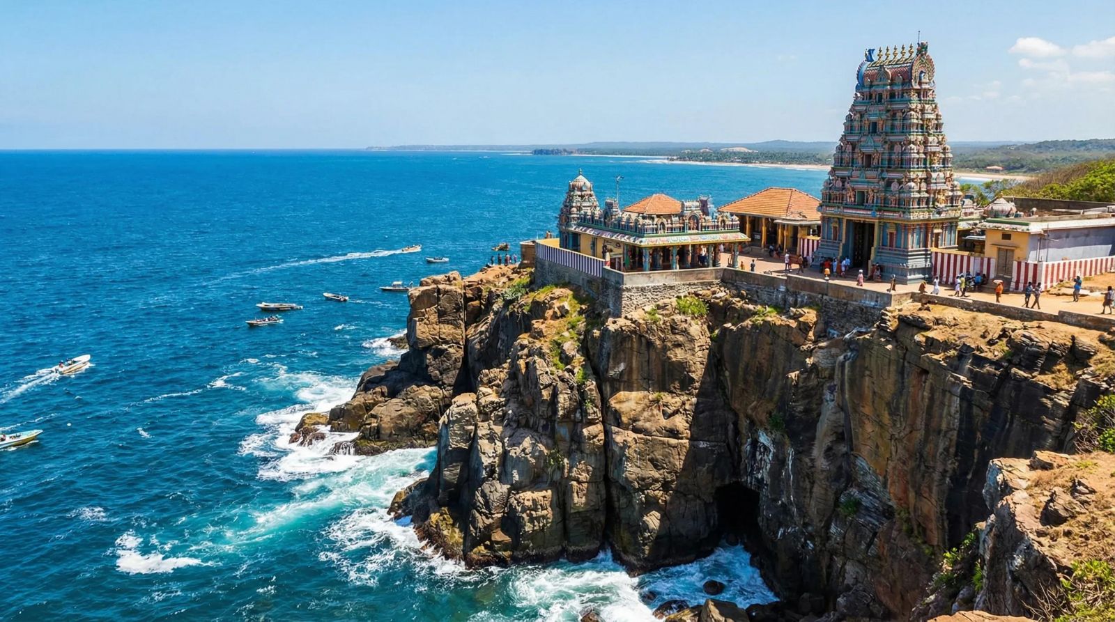 Đền Koneswaram tại Trincomalee là ngôi đền Hindu linh thiêng nổi bật với kiến trúc rực rỡ và vị trí trên vách đá hướng ra biển
